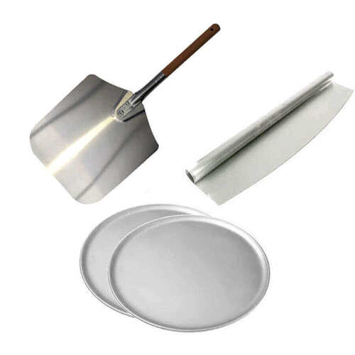 2 large pizza trays, pizza cutter & Pizza Peel
