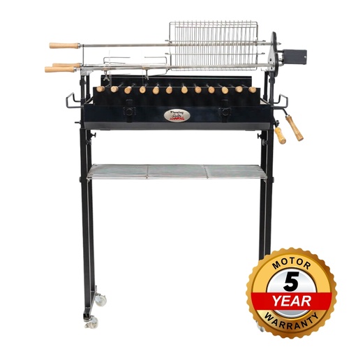 Deluxe Foukou Cyprus Grill Spit - 3mm Thick - Flaming Coals