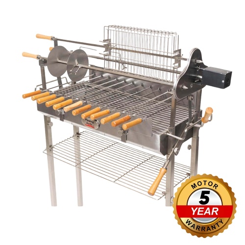 Deluxe Cyprus Grill Spit - Stainless Steel - Flaming Coals