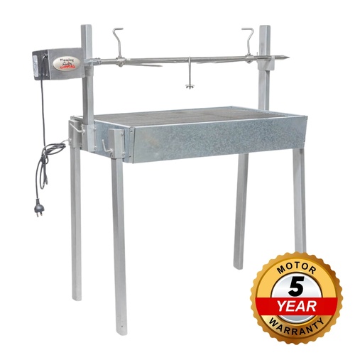 Extendable Large Charcoal BBQ Spit Rotisserie - Flaming Coals