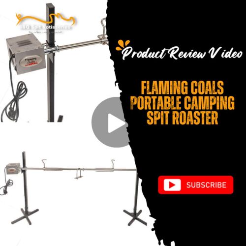 Flaming Coals Portable Camping Spit Roaster Review Video image