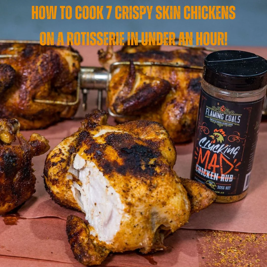 How to cook 7 crispy skin Chickens on a Rotisserie in under an hour! image