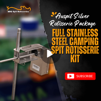 Auspit Silver Rotisserie Package: Full stainless steel camping spit rotisserie kit image