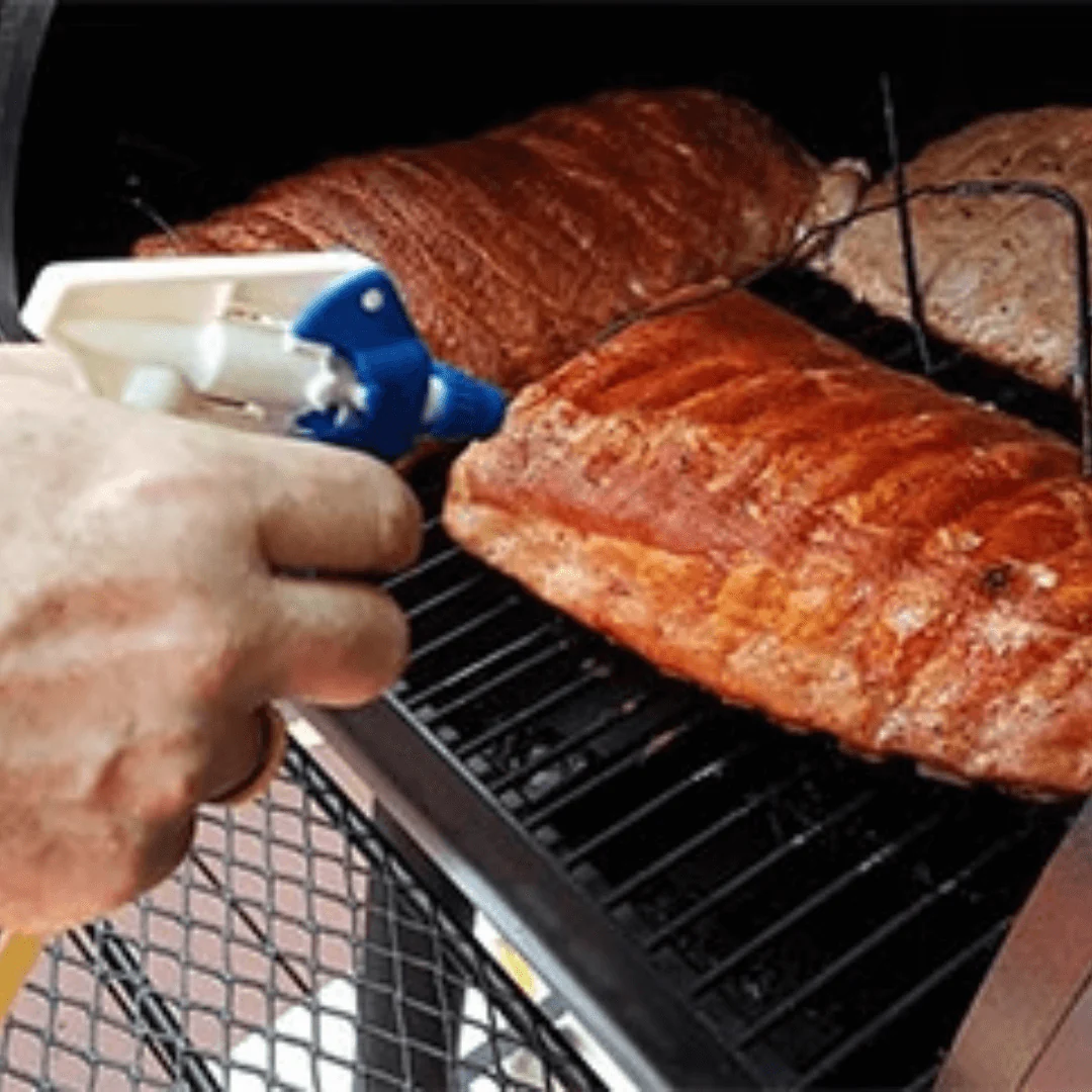 What can I spritz meat with while smoking? image