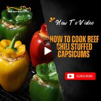 How to cook Beef Chili Stuffed Capsicums in the Flaming Coals Offset Smoker image